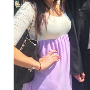 White & Lilac Maxi Dress